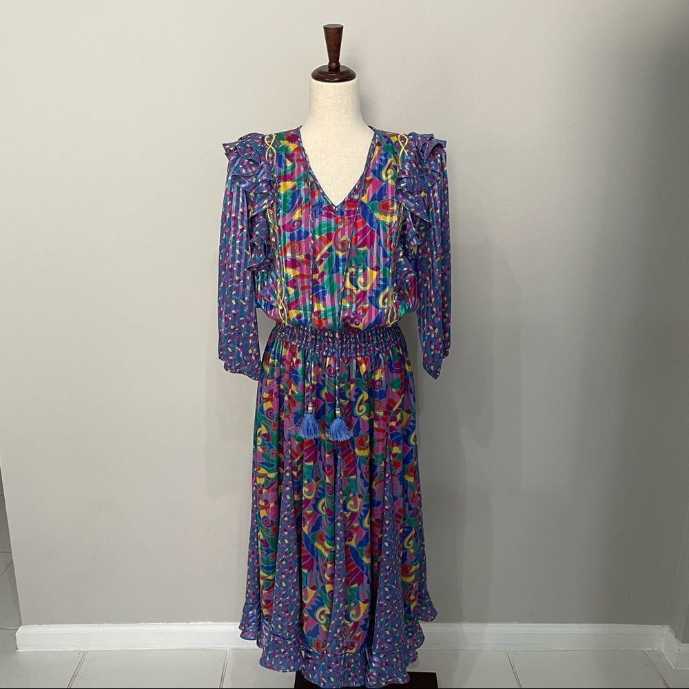 VTG 80's Jayme Papell Colorful Dress Size Medium